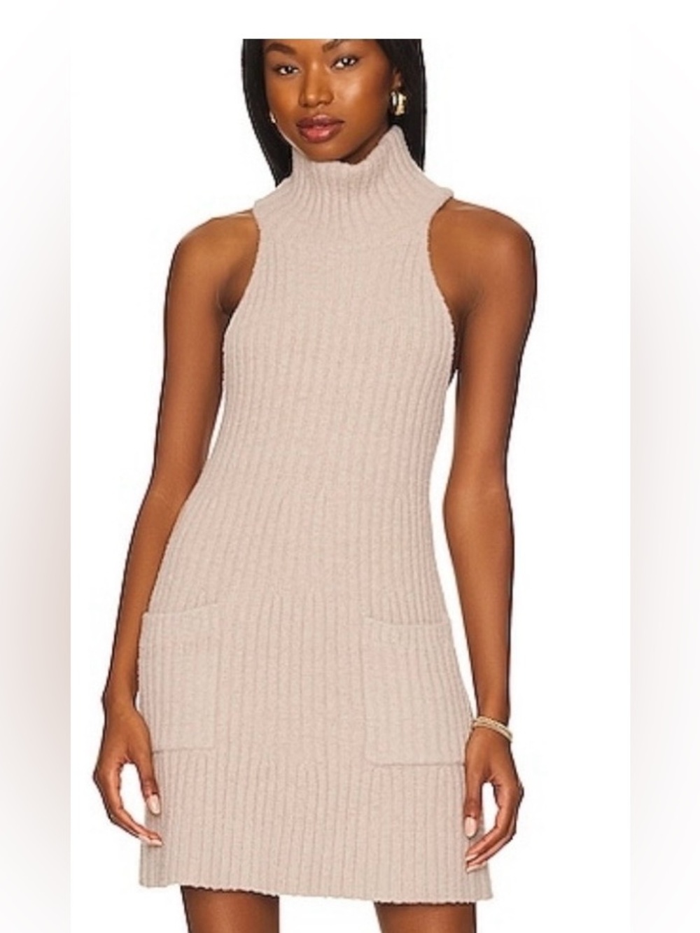 Free People Claude Turtleneck Sweater Dress XS Oatmeal Taupe